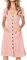 Summer Dresses for Women Casual Midi Dress Short Sleeve Shirt Dress V Neck Button Decoration Swing A Line Tunic Dress with Pockets Size L = UK 12-14 Pink