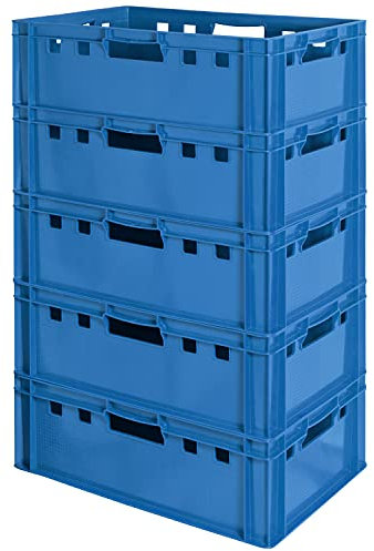 Fleischkiste E2 Fleischkiste Blau Fleischerkiste Fleischkisten Kiste Fleischkiste Eurobox Lebensmittelecht 60 x 40 Metzgerkiste Auswahl Kingpower, Anzahl:5