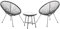SVITA Bali Balkon-Möbel 3-TLG. Polyrattan Lounge-Set Balkon-Set Schwarz