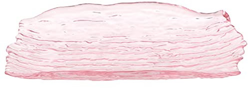 WINOMO Pink Bark Design Glass Dish Tray Plates Fruit Side Dish Serving Tray Dessert Plate Tray Jewelry Dish