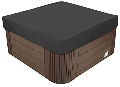 Coperchio Vasca Idromassaggio Quadrato, Copertura per Piscina Spa in Tessuto Oxford 210D, Anti-UV, Antipolvere, Impermeabile, più Dimensioni a Scelta,Nero,244x244x30cm
