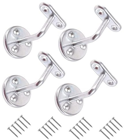 TERF® Set of 4 Heavy Duty Silver Stair Handrail Brackets with Fixing Screws