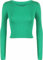 Womens Crop Long Sleeve T Shirt Ladies Short Plain Round Neck Top Green 8-10