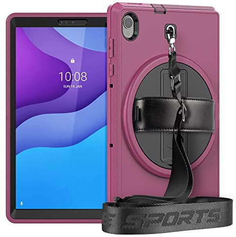 HHF Pad accesorios Para Lenovo Tab M10 10.1 pulgadas TB-X306F TB-X306X, 360 Tapa protectora de la funda de la tableta de la correa de la mano y la tableta de la tableta de rotación Para Lenovo TAB M10