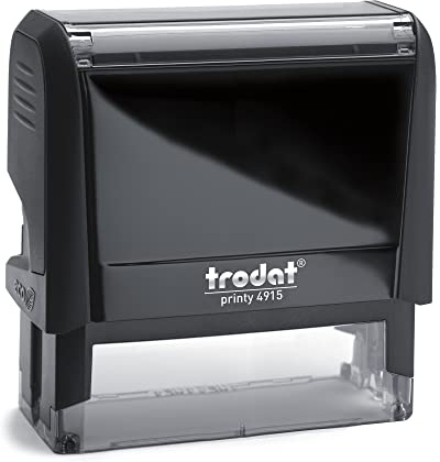 Trodat Printy 4915 - Custom - Gehäusefarbe Schwarz (Abdruckfarbe Blau) - 70x25mm - 7 Zeilen - personalisierbarer Namensstempel, Adressstempel oder Firmenstempel