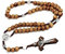 Siganorpy Wood Rosary Necklace Wooden Smooth Beads Catholic Cross Necklace Religious Jewelry Catholic Jesus Cross Pendant Necklace for Men (Brown)