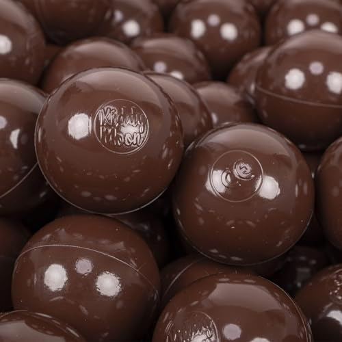 KiddyMoon 300 bollar/7 cm barnbollar lekbollar för bollbad baby enfärgad plastbollar tillverkad i EU, brun