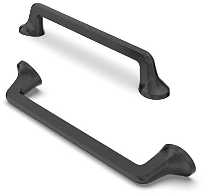 FURNIWARE 10 Pack Cabinet Pulls, Hardware Drawer Handles, Zinc Alloy Kitchen Cabinet Door Handles Pull, Matt Black-128mm(5 Inch) Hole Center