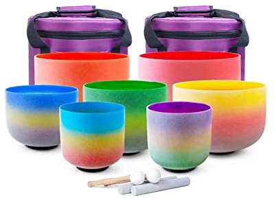 EIFINE 7-12inch Crystal Singing Bowl Sets 7 Pcs For Yoga Mallet And O-lock up