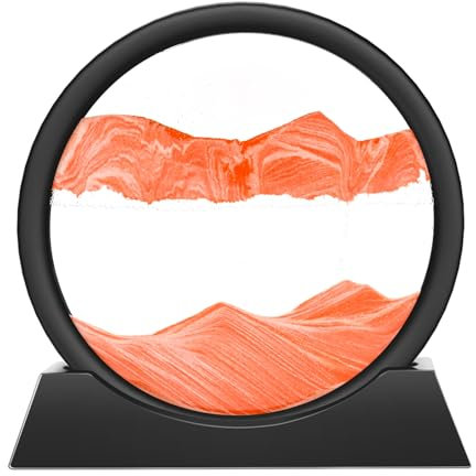 Wai Danie Sandbilder zum Drehen 3D Sandscape - die Sandkunst in Tiefsee Fließende Sandmalerei Sandbild Geschenke Sanduhr Deko Aesthetic für Büro Wohnzimmer Schreibtisch Erwachsene Kinder (Orange, 7)