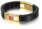 Gualiy Herren Edelstahl Armband Schmuck, Armband Männer Leder Schwarz Armband mit Medizinisches Zeichen 20.5CM Herren Armband Schmuck
