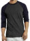 Herren Raglan Baseball Tee Shirt - Casual T-Shirts, 3/4 - Marineblau/Anthrazit, L