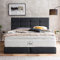 Designer Boxspringbett 200x200 Kansas Webstoff, mit Topper, Polsterbett, Hotelbett, ohne Bettkasten, 7 Zonen Taschenfederkern-Matratzen, Aufbau KOSTENLOS (Schwarz, 200x200 cm mit Topper)
