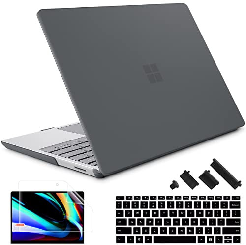 May Chen Compatible with Microsoft Surface Laptop Go 3 Go 2 Go 1 12.4 Inch Model 1943 2013 (2023 2022 2020 Release), Plastic Hard Shell Case with Screen Protector + Keyboard Cover, Matte Black