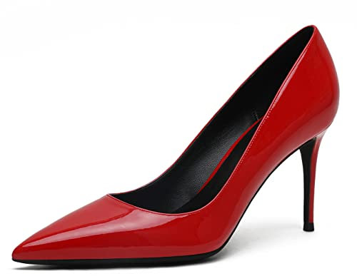 Scarpe con Tacco Donna Vernice da Indossare Scarpe da Donna per la Festa di Nozze Causale Rosso 35 EU