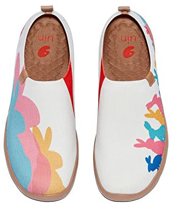 UIN Damen Kunstgemalte Reiseschuhe Slipper Casual Loafers Leichter Komfort Mode Sneaker Toledo Ⅰ Glückliches Häschen (38.5)