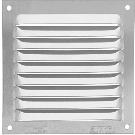 Amig - Grille de ventilation carrée en Aluminium | Grilles d'aération pour sortie d'air | Idéal pour plafond de cuisine et de salle de bain | Dimensions : 100 x 100 mm | Couleur: Argent