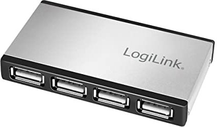 LogiLink 4-Port USB 2.0 Hub mit Aluminiumgehäuse und inkl. Netzteil