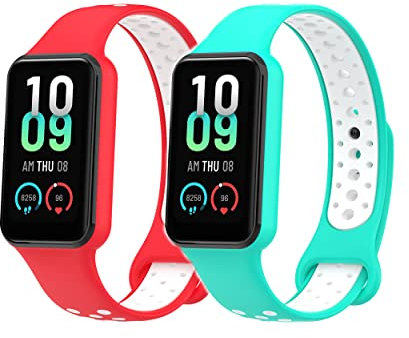 CZhkg 2 Pezzi Cinturini per Orologi per Redmi Smart Band 2 Strap, Cintura di Ricambio Silicone Bracelet Sportivo Cinturino Wrist Strap Armband per Redmi Smart Band 2 Watch (Ciano rosso)