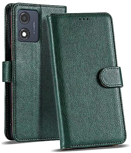 Case Collection for Motorola Moto E13 Case - Leather Folio Flip Kickstand Shockproof Cover with RFID Blocking Card Slots Wallet for Motorola E13 Phone Case Teal