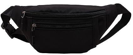 Hixingo Stylisch Bauchtasche für Damen und Herren, Hüfttasche Verstellbare Sport Groß Gürteltasche mit Reißverschluss für Outdoor Laufen Wandern Radfahren Gehen (26x5x12cm,Schwarz)