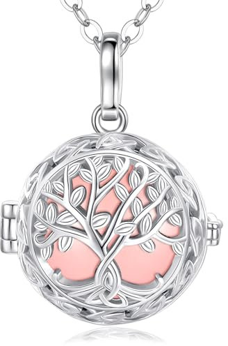 EUDORA Harmony Ball Collier de Grossesse pour Femme, Arbre de Vie Abgel Appelant Pendentif Musique Carillon Souhaitant Bell Mexico Ball Bijoux Cadeau pour Femme Enceinte, 45 + 30
