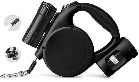 Aufrollbare Hundeleine (3 in 1) - Langlebige, Dicke und verstellbare 4.5m-Leinen - Ideal für Training - Gassi gehen - kleine - mittlere - große - Starke Hunde (Schwarz)