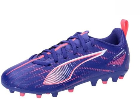 PUMA Ultra 5 Play MG Jr, Soccer Shoe Unisex-Adulto, Lapis Lazuli White-Sunset Glow, 38.5 EU