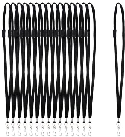 BATINO 25 Stück Schlüsselband mit Sicherheitsverschluss, Lanyard Schlüsselband Lang Schlüsselband mit Karabiner Neck Lanyard Strip Ausweishalter Lanyards Schlüsselbänder Für Namensschilder (Schwarz)