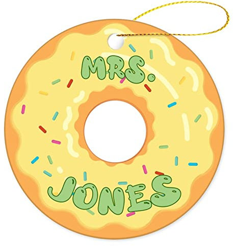 Weihnachtsbaumschmuck 7.3cm, Benutzerdefinierter Name Auf Donuts, Donut-Liebhaber Weihnachtsanhänger Premium Runde Keramik Ornament Mode Christbaumschmuck Anhänger Für Party Hausdeko