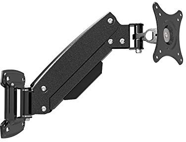 TV Standfuss TV-Wandhalterung Monitor-Wandhalterung, passend für 17- bis 27-Zoll-Bildschirme, schwarzer höhenverstellbarer pneumatischer verlängerter Arm, einzeln (Größe: EIN Querarm)