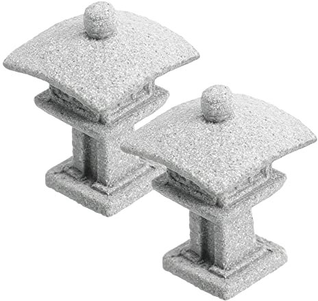 Kisangel Landschafts-Japanisches Statuen-Set 2 Stück Mini-gartenstatue Aus Sandstein Für Die Dekoration