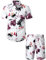 JOGAL Chemise hawaïenne, décontractée, à manches courtes, pour homme, motif floral, blanc/rose, S