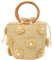JUCHRZEY Blume Perlen Rattan Tote Bag for Frauen Sommer Strand Drawstring Straw Bucket Bag Handmade Tote Bag mit Perle Blume Top Handle Bag
