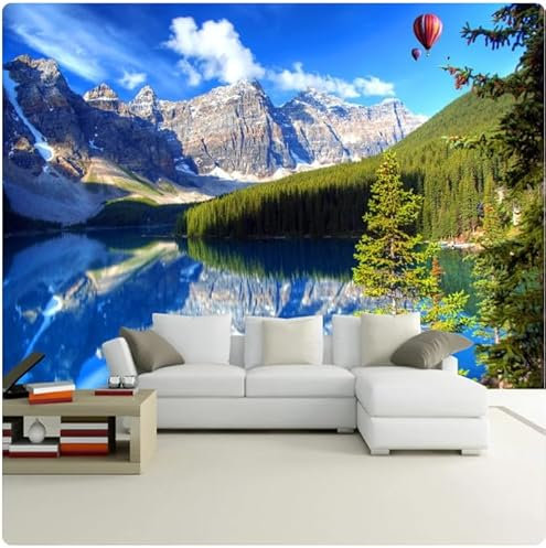 Wandbild Tapete Schnee Berg See Natur Landschaft Wandmalerei 3D Fototapete 3D Effekt Tapete Home Decor Vliestapete 200Cm(W)*140Cm(H)