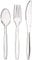 AAKSH 555 Pack of 150,Clear Reusable Strong Plastic Cutlery Set [ 50 Spoons, 50 Forks, 50 Knives Set ] Strong Cutlery Set for Birthday Parties Buffets Picnics BBQ's Wedding Camping Christamas Party.