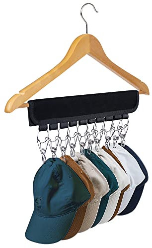 Hat Organizer Holder for Hanger & Room Closet, 1Pack Hat Rack Storage Clips, for Hang Baseball Hats Rack, Ball Caps, Winter Beanie & Accessories, Not Including Hangers & Hats (1PC Black)