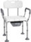 HOMCOM Chaise de Douche siège de Douche Chaise percée avec Seau de Toilette Hauteur réglable Pieds antidérapants accoudoirs Charge Max.136 Kg pour Personnes âgées et handicapées Aluminium HDPE Blanc