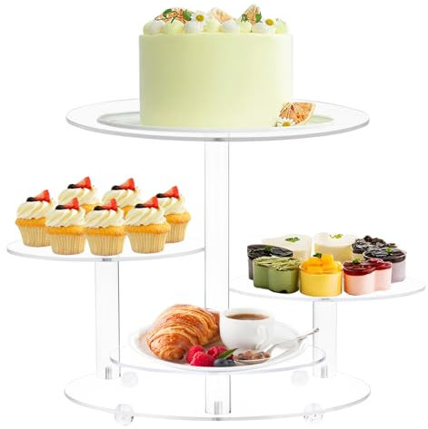 Fhmidic Etagere 4 Etagen für 50 Cupcakes, Acryl Cupcake-Ständer für Desserts, Kuchen, Donuts, Obst, Tortenständer 4 Etagen für Geburtstag, Hochzeit, Weihnachten, Babyparty