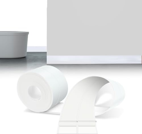 LIHIQIYA Rodapiés Flexible Autoadhesivo, 12M Rodapie PVC Adhesivo, Zocalos Autoadhesivos, Embellecedor Encimera Cocina, Rodapié Plegable Cinta para Cocina Baño, Zocalo de Cocina, Blanco, 19x19mm