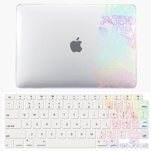 JZ Case for MacBook Air 13 with M2 Models A2681 Laptop Hard Shell Cases [Flash Clear][Keyboard Cover] - LT19