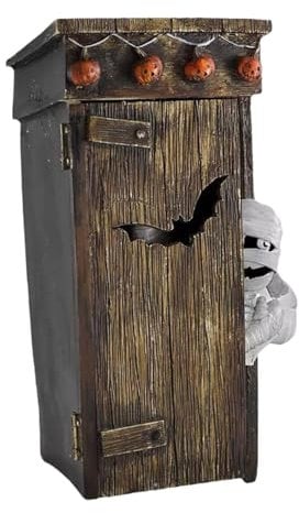 Amagogo Animierte Deko-Skulptur „Mumie“, Verzierungen, gruselige und lustige Plumpsklo-Mumienstatue, Halloween-Ornament für Restaurant-Café