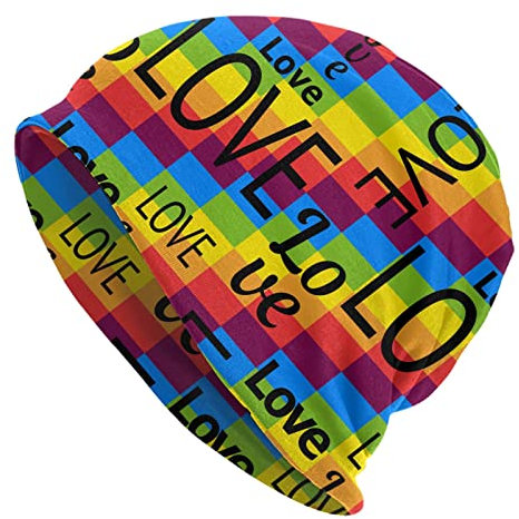 FJQWKLF LGBT Pride Beanie Chemo Mütze Krebs Kopfbedeckung Strickmütze Baggy Slouchy Schal Mütze für Erwachsene