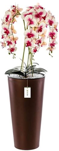 botle Blumenkübel freistehend Blumentopf Ø 30 cm H 57 cm Kupfer Übertopf glatt und matt Pflanzkübel aus Kunststoff mit Einsatz