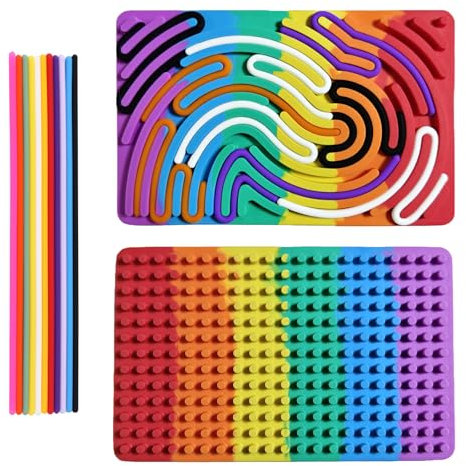 TLHWIN Sensorisches Aktivitätsboard,Silikon Fidget Spielzeug zur Stresslinderung,Beruhigung,Fokussierung,für ADHS und Autismus,6 Farben Sensorisches Spielzeug Gamecontroller für Kinder (Regenbogen)