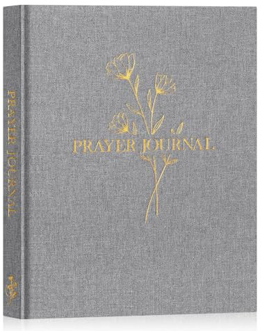 Lanpn Gebetstagebuch zum Reinschreiben, Bible Gebets Study Journal, Gratitude Prayer Journal Book, Christliches Tagebuch Notizbuch zum Bibelverse, Religiöse Geschenk für Frauen und Männer, Grau