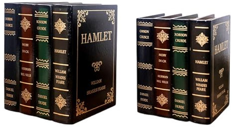 MIATTCLD Vintage Decorative Organizer Wooden Antique Classic False Book Storage Box Jewelry Box Home Office Decoration, 2 Pack