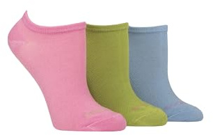 SockShop Ladies Striped, Plain and Mesh Bamboo Trainer Socks Pack of 3 (UK, Numeric, 4, 8, Regular, Regular, Ocean View Mesh)