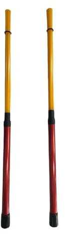 JISADER Baquetas de 40 cm de largo, empuñaduras suaves, silenciosas, crean un sonido ligero, escobillas de batería, baquetas para niños y adultos, rendimiento, Rojo Amarillo