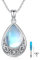 OHAYOO Urnenketten für Asche 925 Sterling Silber Mondstein Lotus Anhänger Asche Urnen Kette Zum Befüllen Mondstein Schmuck für Damen Herren